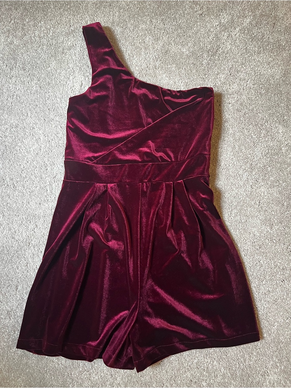 One-Shoulder Velvet Romper